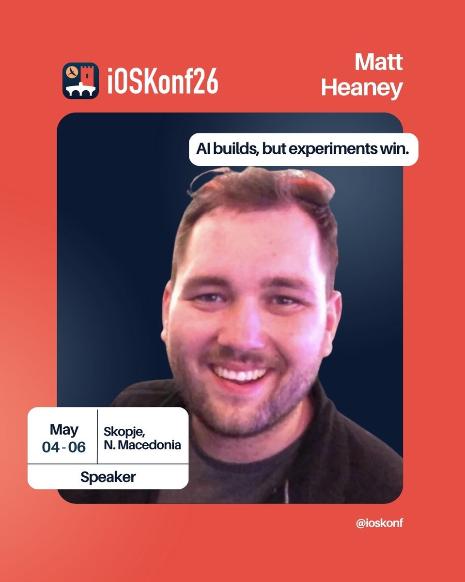 iOSKonf's tweet photo. AI builds, but experiments win. 🧪

@MattHeaney23 is a Developer Support Engineer @RevenueCat, where he helps developers get up and running and start making money with their apps.

May 4–6 · Skopje 🔗🎟️ https://t.co/H4Y1bdxwDV

#iOSKonf #iOSDev https://t.co/nSo4OEx6EE