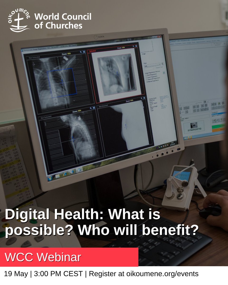 Oikoumene's tweet photo. A panel discussion on 19 May, presented by the WCC in partnership with Transform Health, will explore "Digital Health: What is possible? Who will benefit?"
📅 19 May | 3 PM CEST
🔗 Register: https://t.co/J1XK28ADQ7
📷 Albin Hillert/LWF
#DigitalHealth #FaithAndScience https://t.co/v2tNbTqYbD