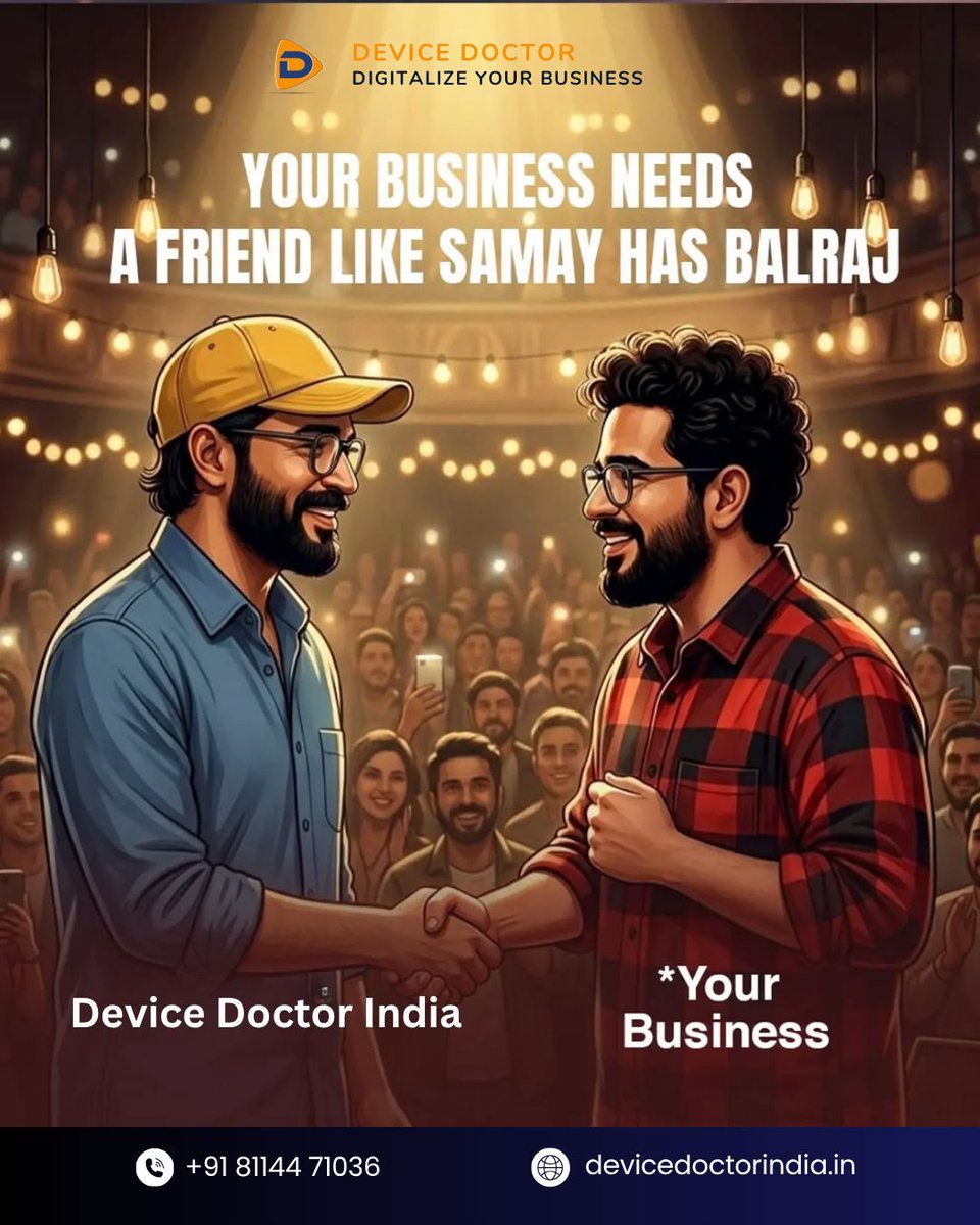 In_DeviceDoctor's tweet photo. YOUR BUSINESS NEEDS A FRIEND LIKE SAMAY HAS BALRAJ 

At Device Doctor India, we don’t just market your business —

👉 Ready to grow your business the right way? Let’s connect.

#DeviceDoctorIndia #DigitalMarketing #BusinessGrowth #StartupGrowth #MarketingStrategy #BrandBuilding https://t.co/0qrqo6GuF6