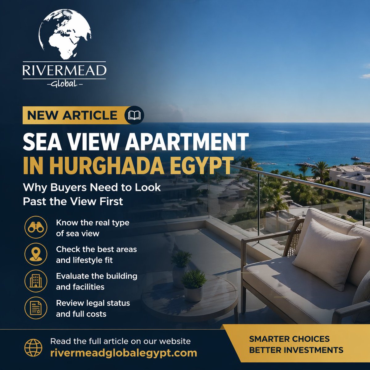 RivermeadG9455's tweet image. 🌊 New Article Published on Our Website!

Learn what really matters before you invest – from location to paperwork and real value.
👉 Read now: rivermeadglobalegypt.com/sea-view-apart…

#Hurghada #RedSeaLiving #PropertyTips #SeaView #rivermead_global