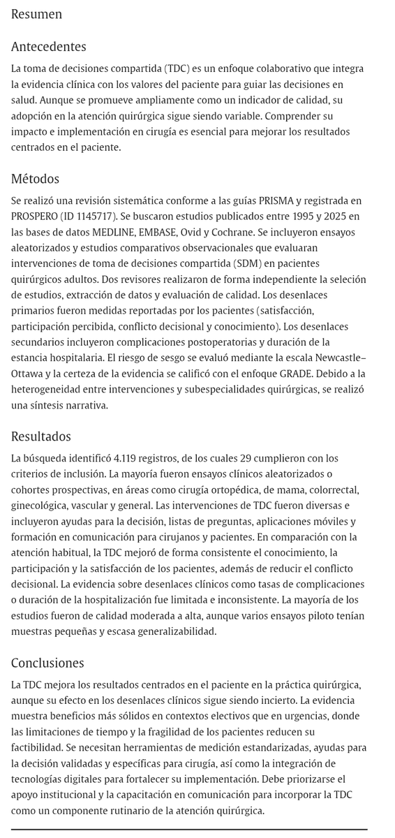 GianlucaPellino's tweet photo. Evidence from @aecirujanos Patient Relations Group: 
"The impact and role of shared decision-making in surgical practice: A systematic review"

Full text
https://t.co/5bK6boRtmp

Join the group here:
https://t.co/vdp7ae3llW

@vinci_danilo 
@BeatrizFebrero 

@DrMunozdeNova https://t.co/RgctA3Yq3L