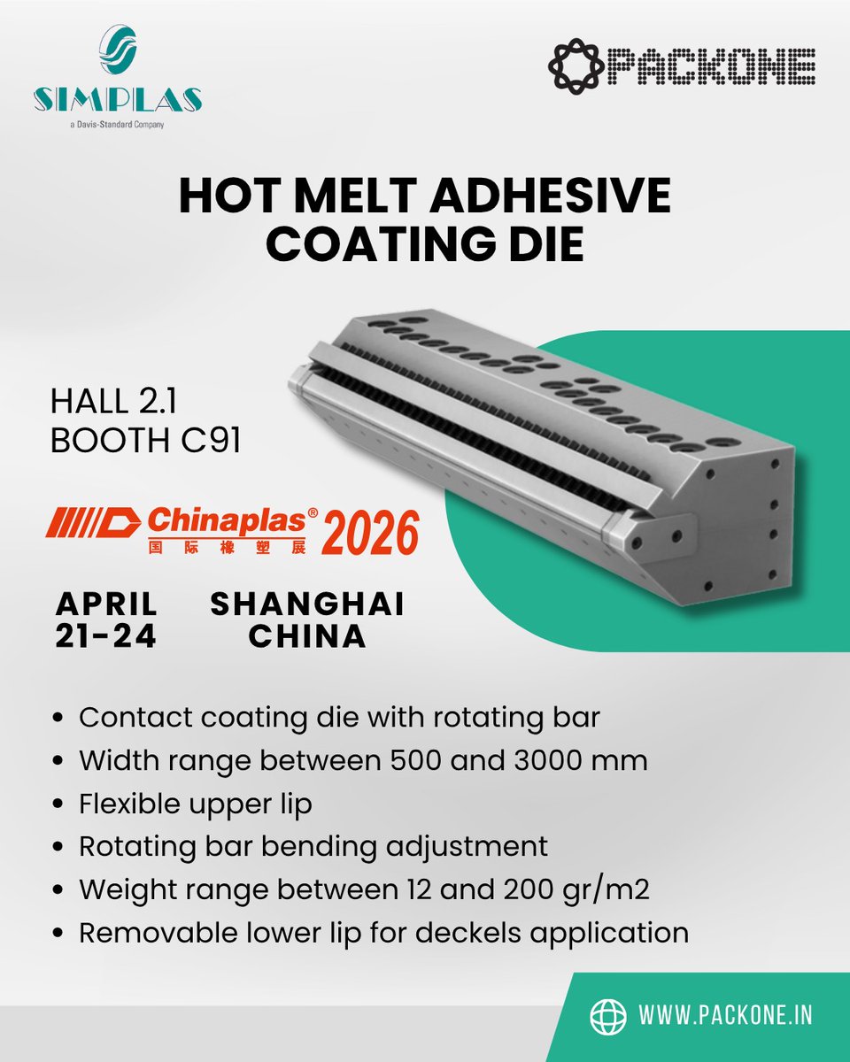 PackoneSolution's tweet image. Email - marcom@packone.in | Website - packone.in
#flexibledies #coating #Extrusion #flexiblepackaging #Extrusiondies #Chinaplas2026
