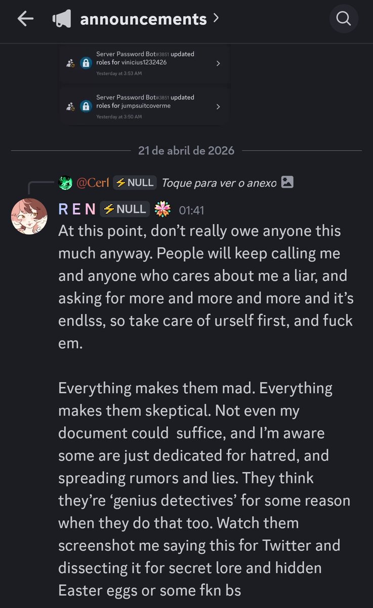 Nyerwolf_ofc's tweet image. She seems to be going crazy with us investigating everything.
(And yeah, the only thing you got right was about someone taking a screenshot and posting it on X, Ren.)
#pressure #ren #zeal