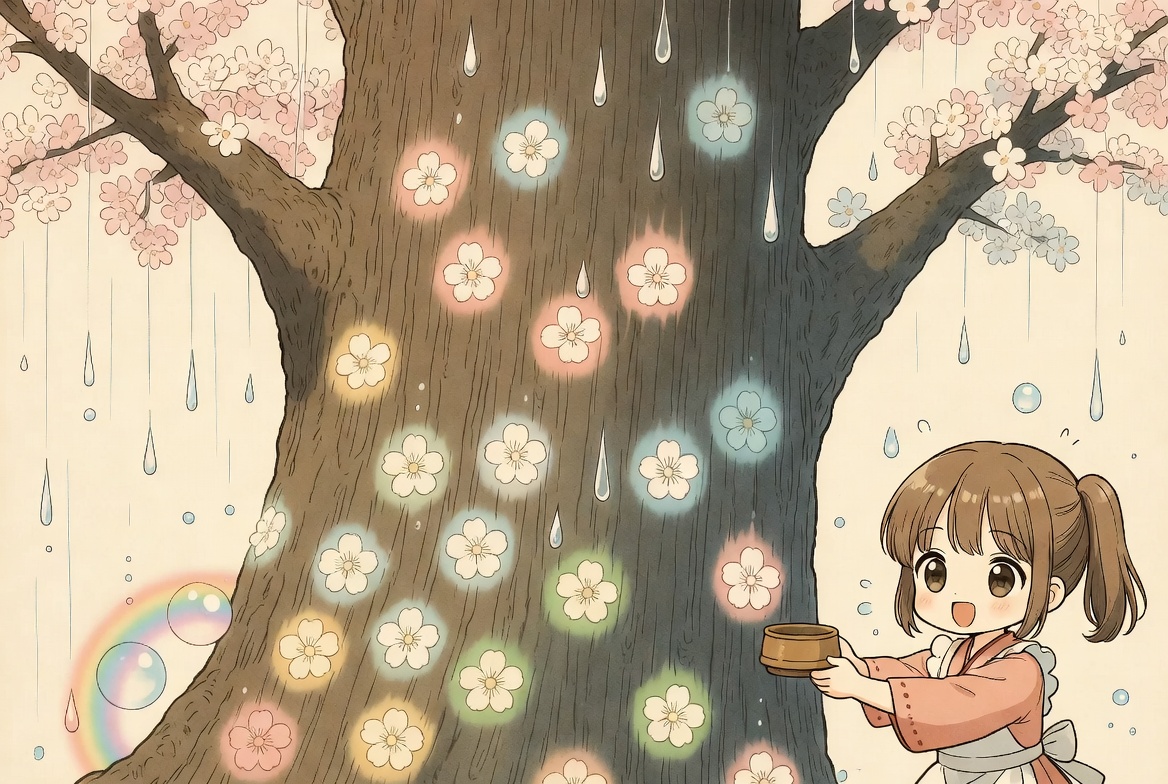 sxcaou's tweet photo. 雨粒で花が咲く木のスタンプ工房🌧️

しずくをぽんぽん木に押していく💧
じわり花もようが広がるよ🌸

ぺたぺた重ねて色がふえる🎨
雨の力で模様が生まれる🌿

木の面に春がひらく瞬間🫧
世界がやさしく染まっていく🌈

#スタンプ遊び #雨アート #木の表現 https://t.co/77eTxpm7G9