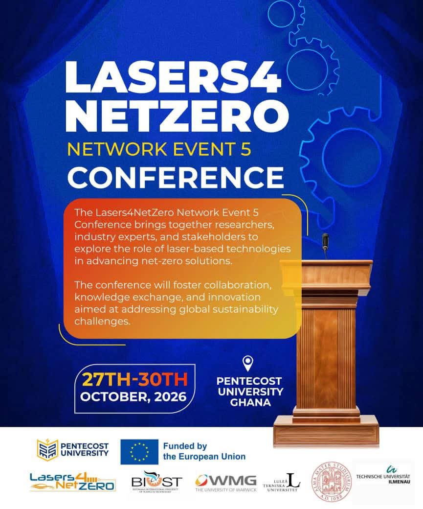 Pentvars's tweet photo. Advancing the global sustainability agenda through research and collaboration.

Network Event 5 convenes thought leaders and practitioners to drive forward-looking solutions for a net-zero future.

#PentecostUniversity #UniversityA+
#Lasers4netzero https://t.co/NQusskEyCC