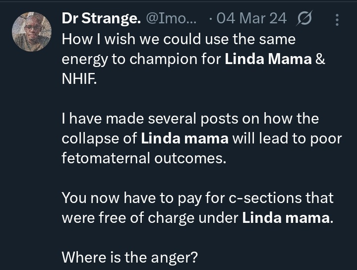 I made a lot of noise on Linda mama &amp; the dangers of scrapping it. I was sounding crazy.

Linda mama was the safety net that managed the maternal mortality rate.

This gvt scrapped it in its entirety and replaced it with an ambiguous scheme that only works on social media.

Sad!