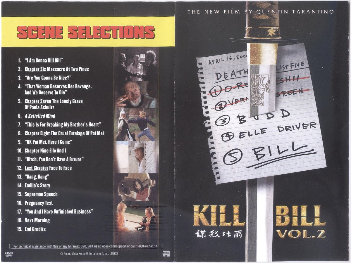 DVDSlips's tweet photo. Kill Bill Vol. 2. 2004. Quentin Tarantino. Miramax Home Entertainment. 36790. https://t.co/ov5kt2r8op