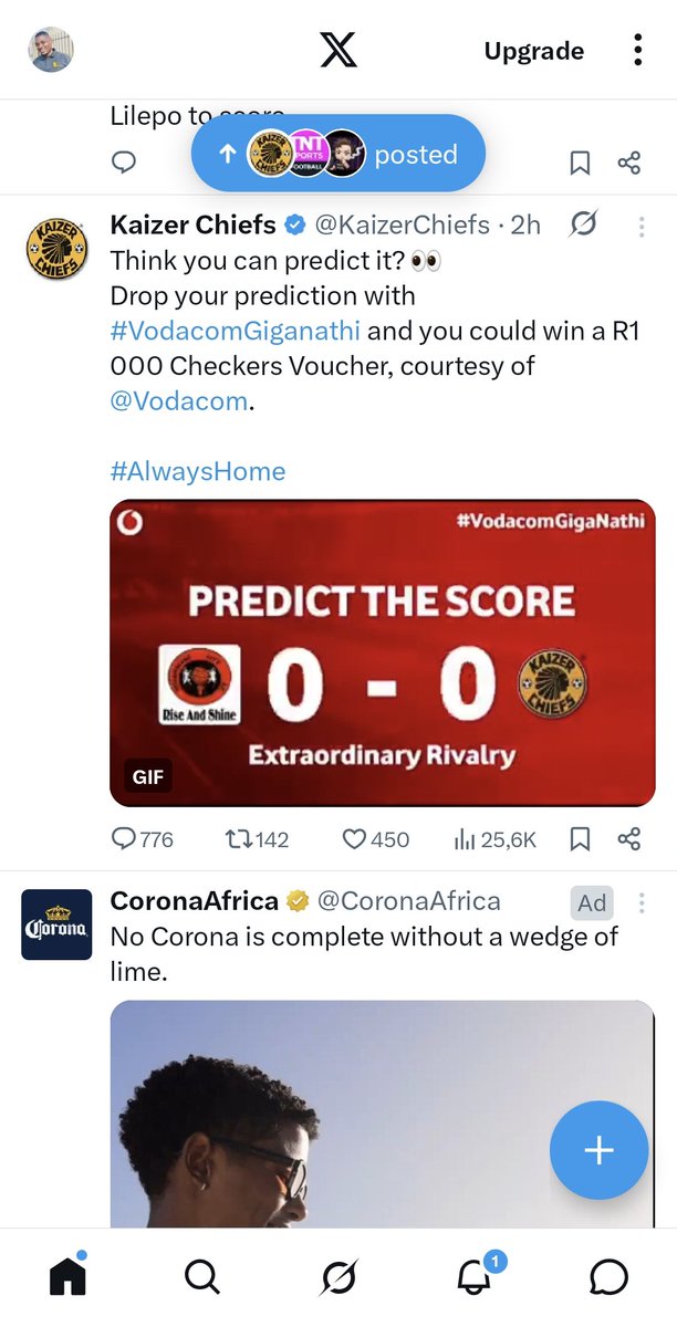 TebatsoRantho's tweet photo. @Vodacom How does the score prediction Competion work 🤔?
#VodacomGiganathi 

On Saturday this was my prediction before the game. I haven't heard from you guys. https://t.co/hoOzEOxmXr