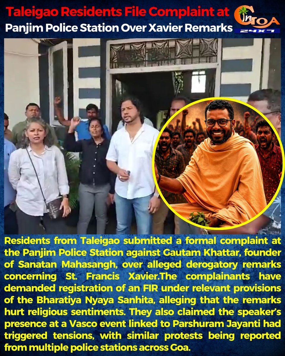 InGoa24x7's tweet image. Taleigao Residents File Complaint at Panjim Police Station Over Xavier Remarks

#Goa #Goanews #Complaint #Policestation #XavierRemarks