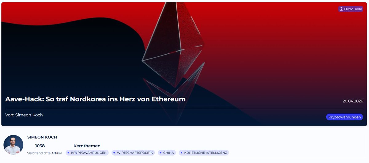 HKCMNews's tweet image. Wir haben uns den großen #DeFi-Hack auf #Ethereum nochmal genauer angeschaut 🧐

Das ist echt True Crime, Krypto-Edition 😳

SO hat es Nordkorea geschafft, $ETH mitten ins Herz zu treffen  🔪💔🩸

... und so geht es für Ethereum jetzt weiter:
hkcmanagement.de/hkcmnews/aave-…