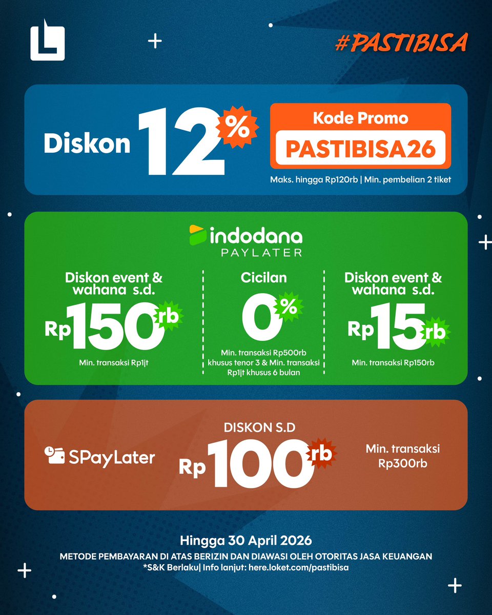 loketcom's tweet image. Belum beli tiketnya? Masih ada kesempatan! Langsung ke here.loket.com/eotw2026loktw

Bisa nggak bisa, kamu #PASTIBISA seru-seruan bareng di event-event ini 😎

#LOKET #Loketcom #Event2GoThisWeek