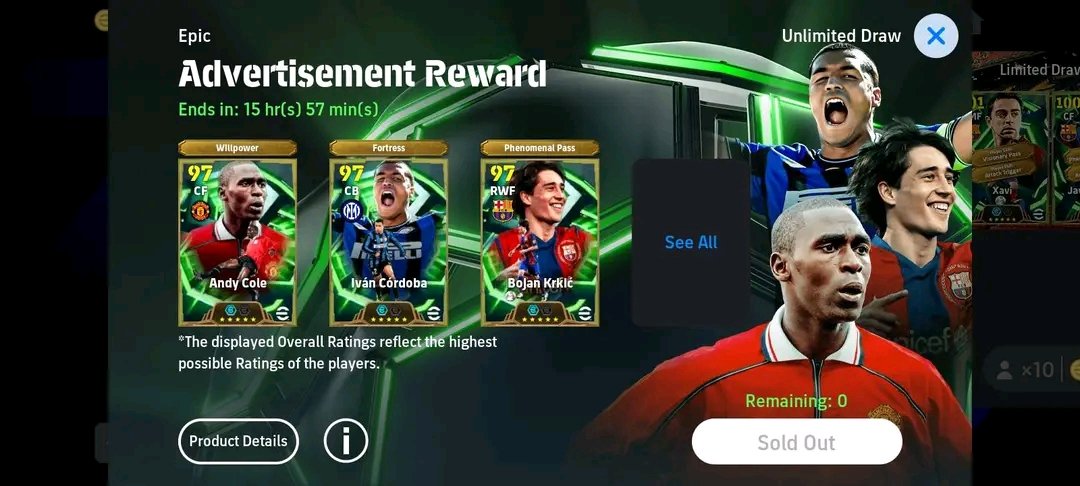 EPESFC's tweet photo. 🚨🏆: Day 26 of watching ads till Konami give me EPIC player.
#KOMAMI still nothing 😔 https://t.co/1gQWefIYjn