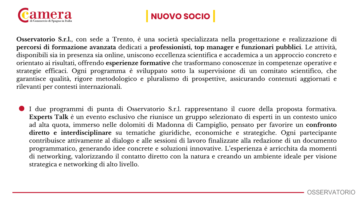 CamacoesIT's tweet image. Diamo il benvenuto a Osservatorio nel #network della #Camera! 🤝

Società specializzata nella progettazione e realizzazione di percorsi di #formazione avanzata dedicati a professionisti, top manager e funzionari pubblici.

Scopri di più👇