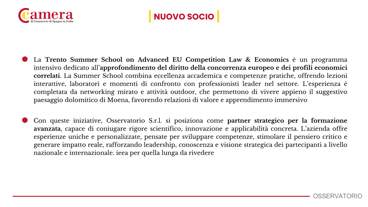 CamacoesIT's tweet image. Diamo il benvenuto a Osservatorio nel #network della #Camera! 🤝

Società specializzata nella progettazione e realizzazione di percorsi di #formazione avanzata dedicati a professionisti, top manager e funzionari pubblici.

Scopri di più👇