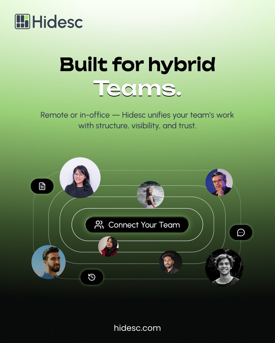 HidescPlatform's tweet image. Built for hybrid teams.

Remote or in-office — Hidesc unifies your team’s work with structure, visibility, and trust.

📩 Reach out to know more.
hidesc.com

#HybridWork #TeamManagement #Hidesc #RemoteLeadership #TaskManagement #ProjectManagement #ConnectTeam