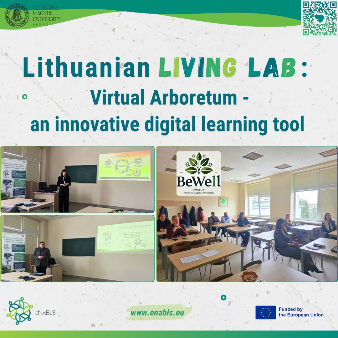 eNaBlS_eu's tweet image. Advancing Education through #LivingLab Activities 🌱
#VMU hosted the seminar: “See the Arboretum: Visualization and Nature-Based Solutions.,” during which they presented the #VirtualArboretum — an innovative digital #LearningTool.
🔗 Read more: enabls.eu/virtual-arbore…