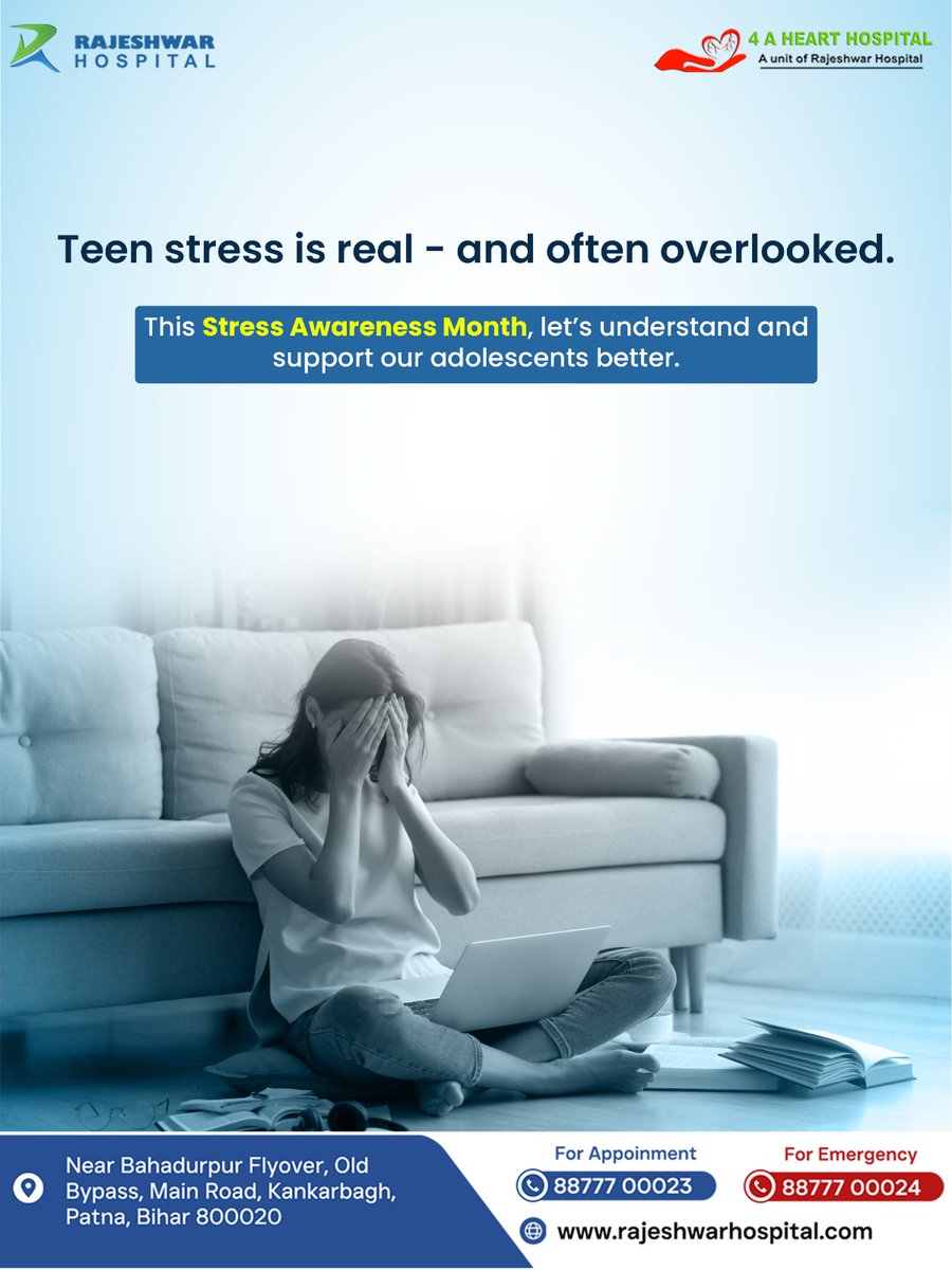 RajeshwarHospi2's tweet image. Teen stress is real and often hidden.
Mood changes, isolation, or sleep issues can be early signs.
Listen, support, and act early.

Because mental health matters at every age.

#StressAwareness #TeenMentalHealth #HealthyMind #SupportTeens #MentalWellbeing