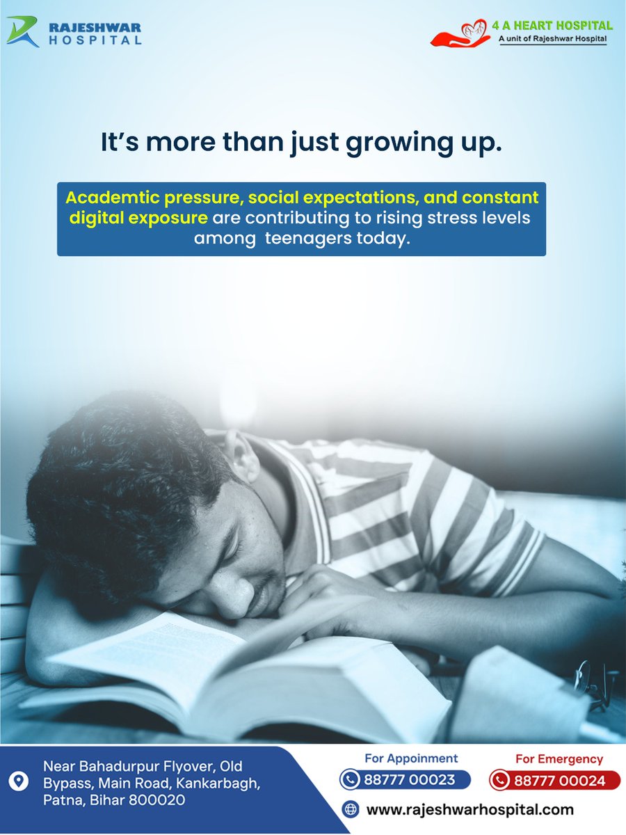 RajeshwarHospi2's tweet image. Teen stress is real and often hidden.
Mood changes, isolation, or sleep issues can be early signs.
Listen, support, and act early.

Because mental health matters at every age.

#StressAwareness #TeenMentalHealth #HealthyMind #SupportTeens #MentalWellbeing