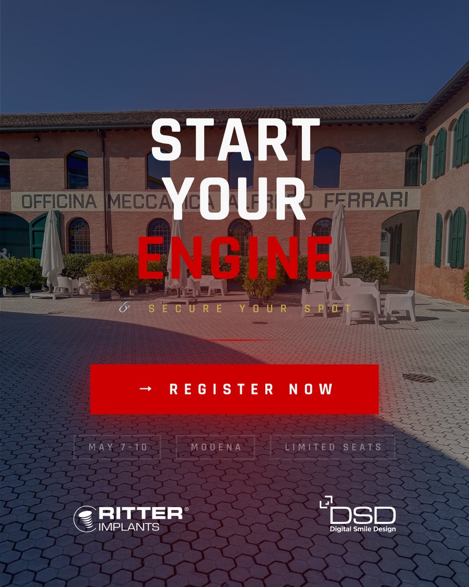 RitterDentalUSA's tweet image. Join Ritter Implants x DSD

📍 Modena, Italy
📅 May 7–10, 2026
2-day clinical immersion to elevate your digital workflow &amp;amp; full-arch planning.

Limited seats 👉
digitalsmiledesign.com/courses/intrao…

#ritterimplants #digitalsmiledesign #digitaldentistry