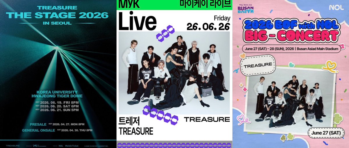 irohasuyou's tweet image. Super booked and busy in June, guess the comeback will be early June too? 

The stage - June 19th,20th, 21st 
MyK FESTA - June 26th
BOF - June 27th 

#TREASURE
