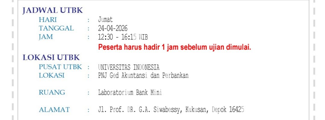 berrycakei's tweet photo. H-4 UTBK TELAT SIH adakah yang punya grup utbk lokasi DI UI TAPI DI PNJ SESUAI PICT INI PLS #studytwt #utbk2026 https://t.co/0WRiYJNWcy