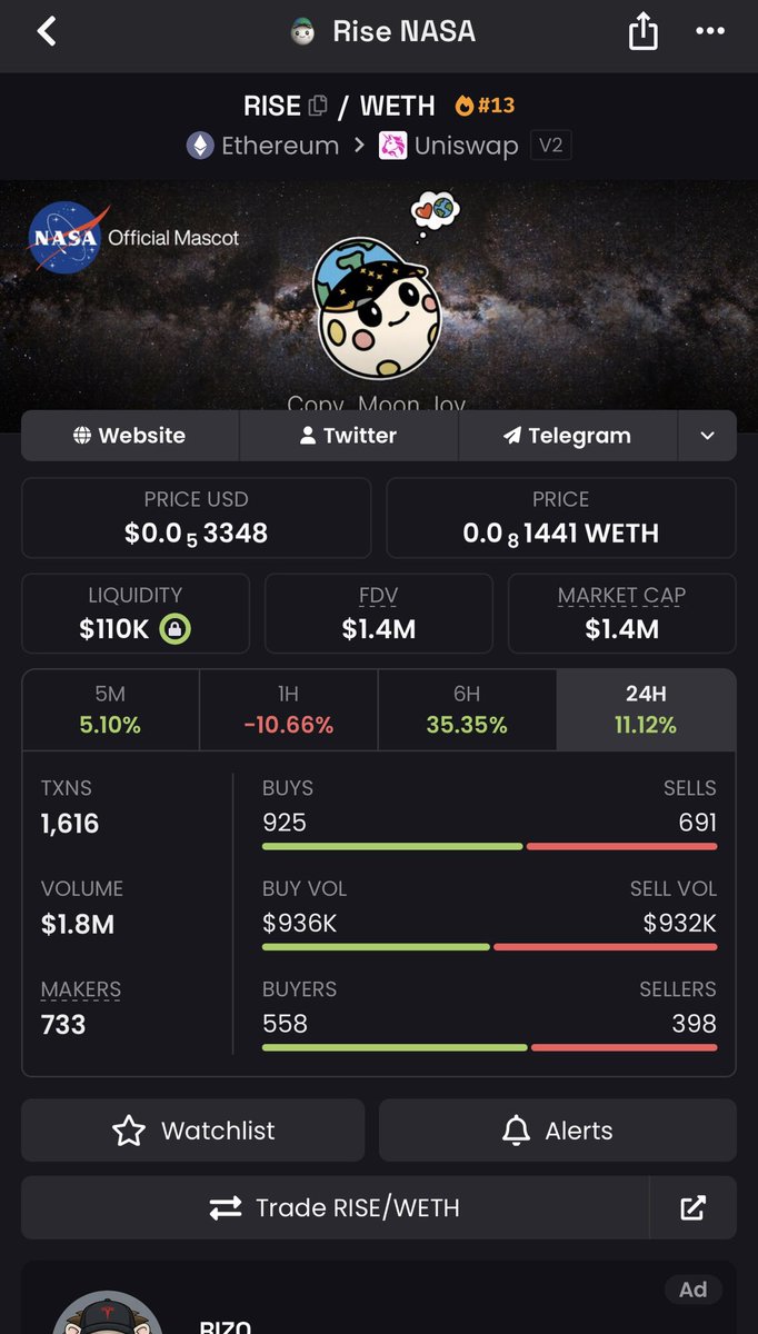 10xgemhunter's tweet image. $RISE 50% up called around 850k millions mcap in paid #Vip channel 

Dm in telegram to join paid #Vip group @migglesboy 

#memecoins $ETH