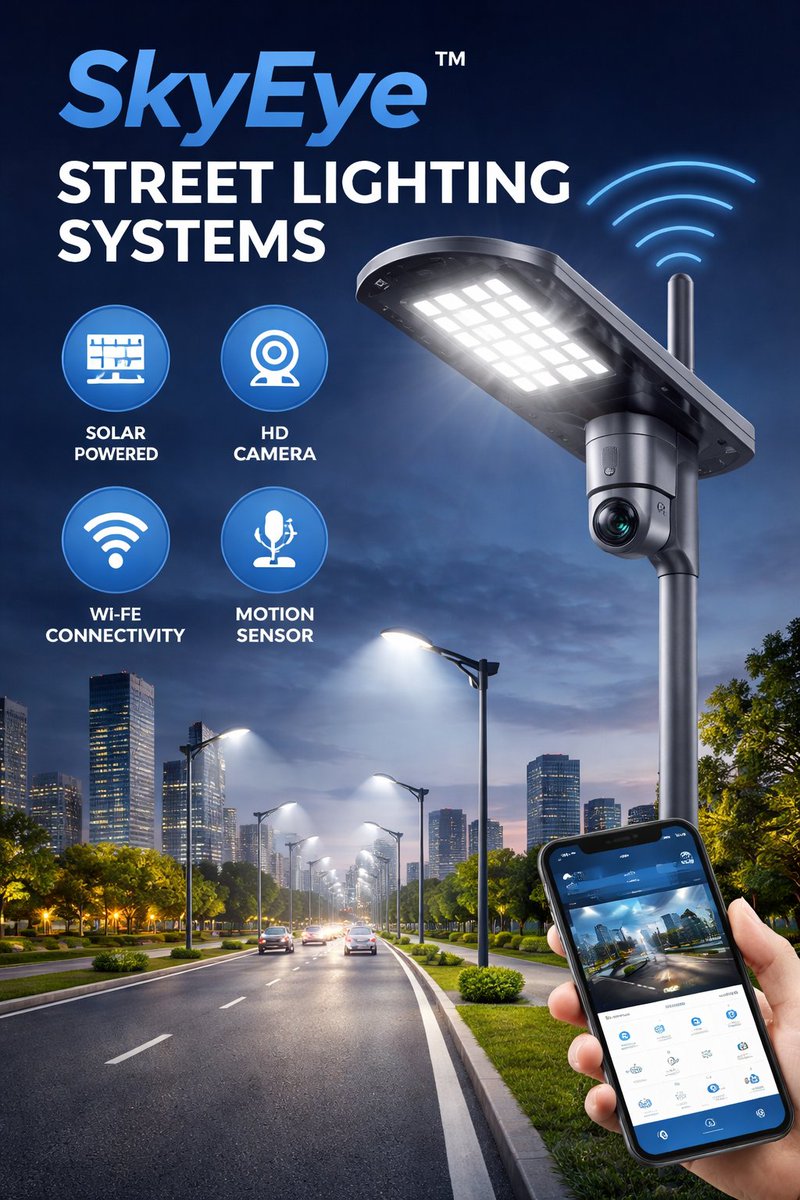 Suninone's tweet image. Smarter lighting starts here 💡🌍

SkyEye™ Street Lighting Systems combine powerful LED lighting with advanced surveillance and wireless controls—delivering safety and efficiency in one solution.tinyurl.com/axc7ydmt #suninone
#SolarLighting #SmartCities #LEDLighting #Energy