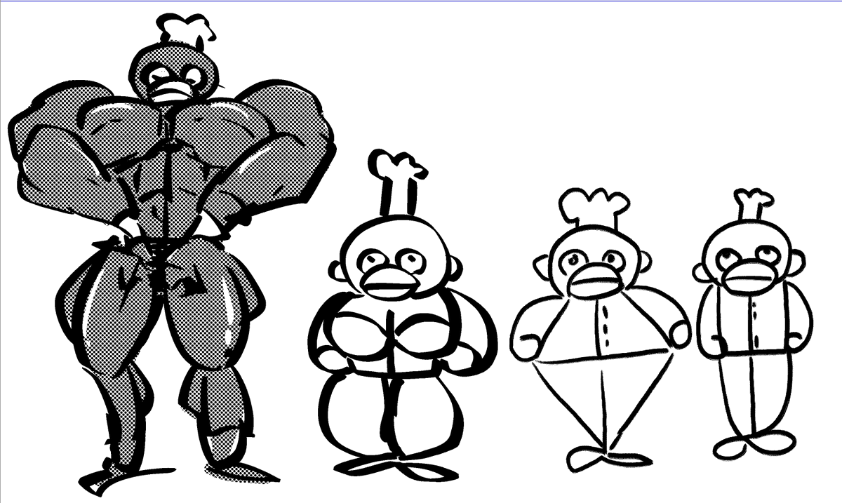 上半身が薄いと下半身は厚いよね、でも両方厚いのも居るよね、と言う話の流れでできたビスケットコックさん 
