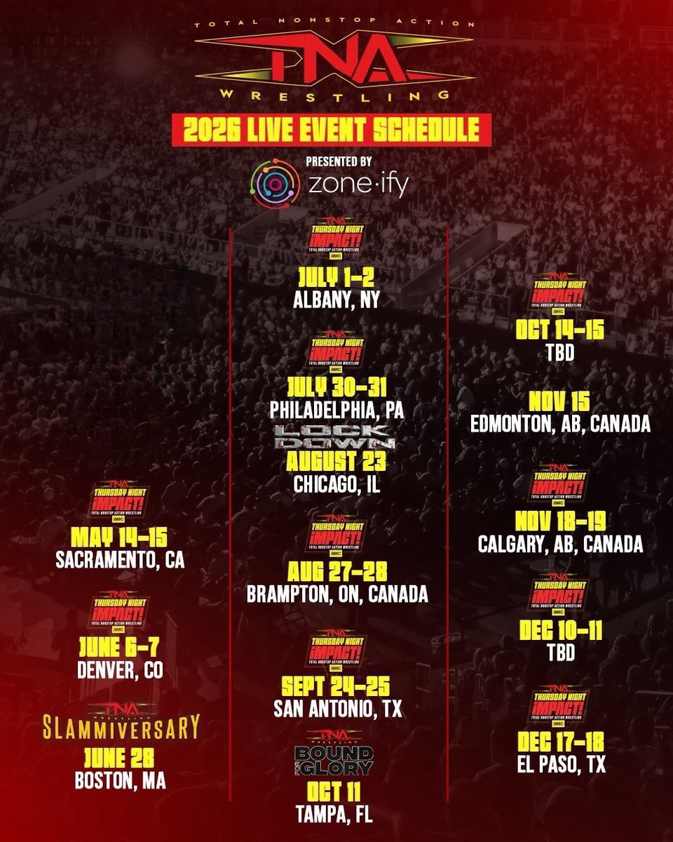 banden1762377's tweet image. The pre-sale for the Tna wrestling  upcoming events in Denver, Boston, Albany, Philadelphia, Chicago, Brampton and San Antonio begins WEDNESDAY, with tickets going on general sale on Friday.

#tna #tnawrestling #aew #wwewrestling  #wwe  #TNALockdown