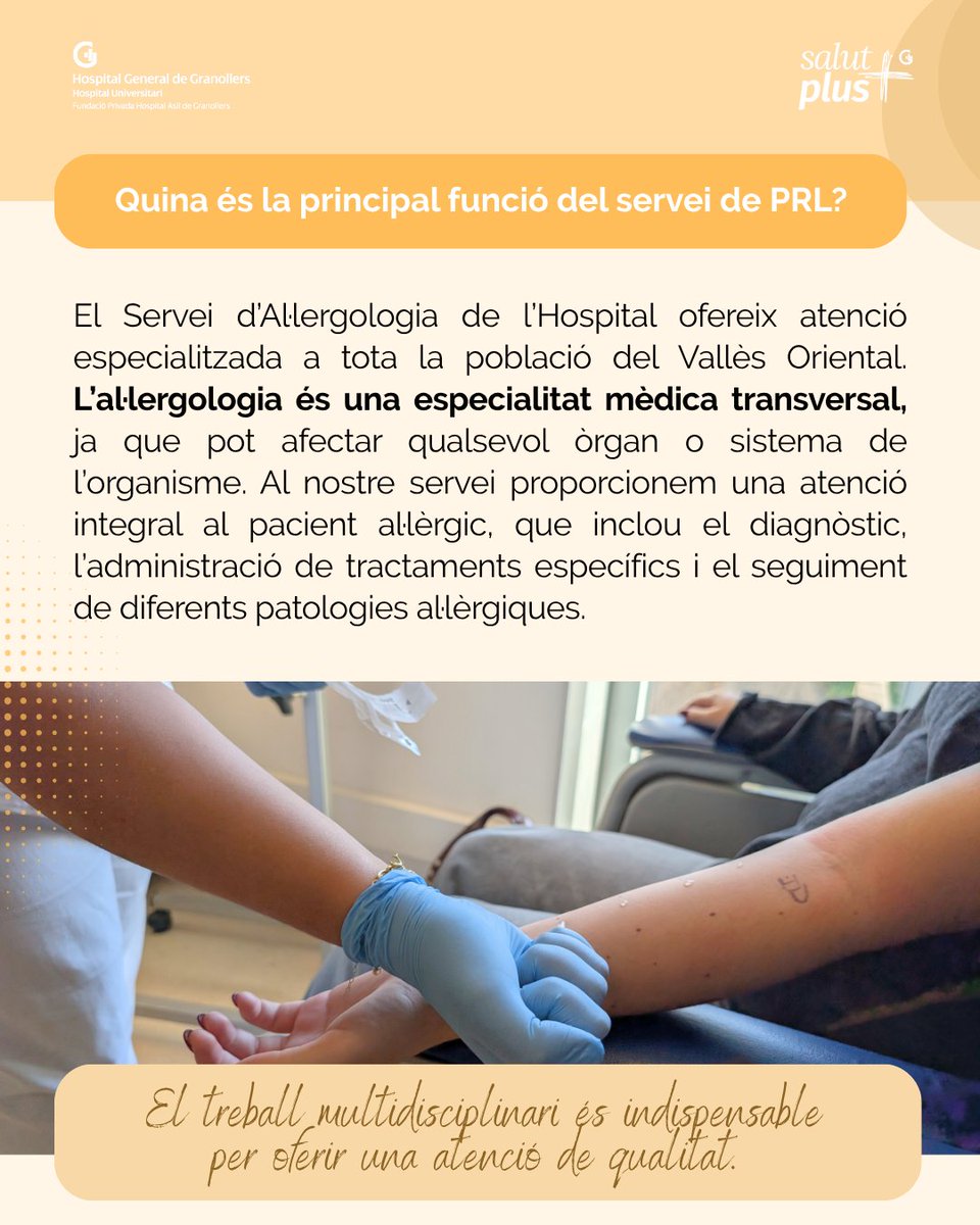 hggranollers's tweet photo. 🏥Avui us presentem el Servei d’Al·lergologia, un equip especialitzat en el diagnòstic i tractament de les malalties al·lèrgiques, que treballa per millorar la qualitat de vida de les persones.
Descobreix qui són i què fan en el nostre dia a dia.
#Equip #Hospital #Granollers https://t.co/GkxNEAGNH0