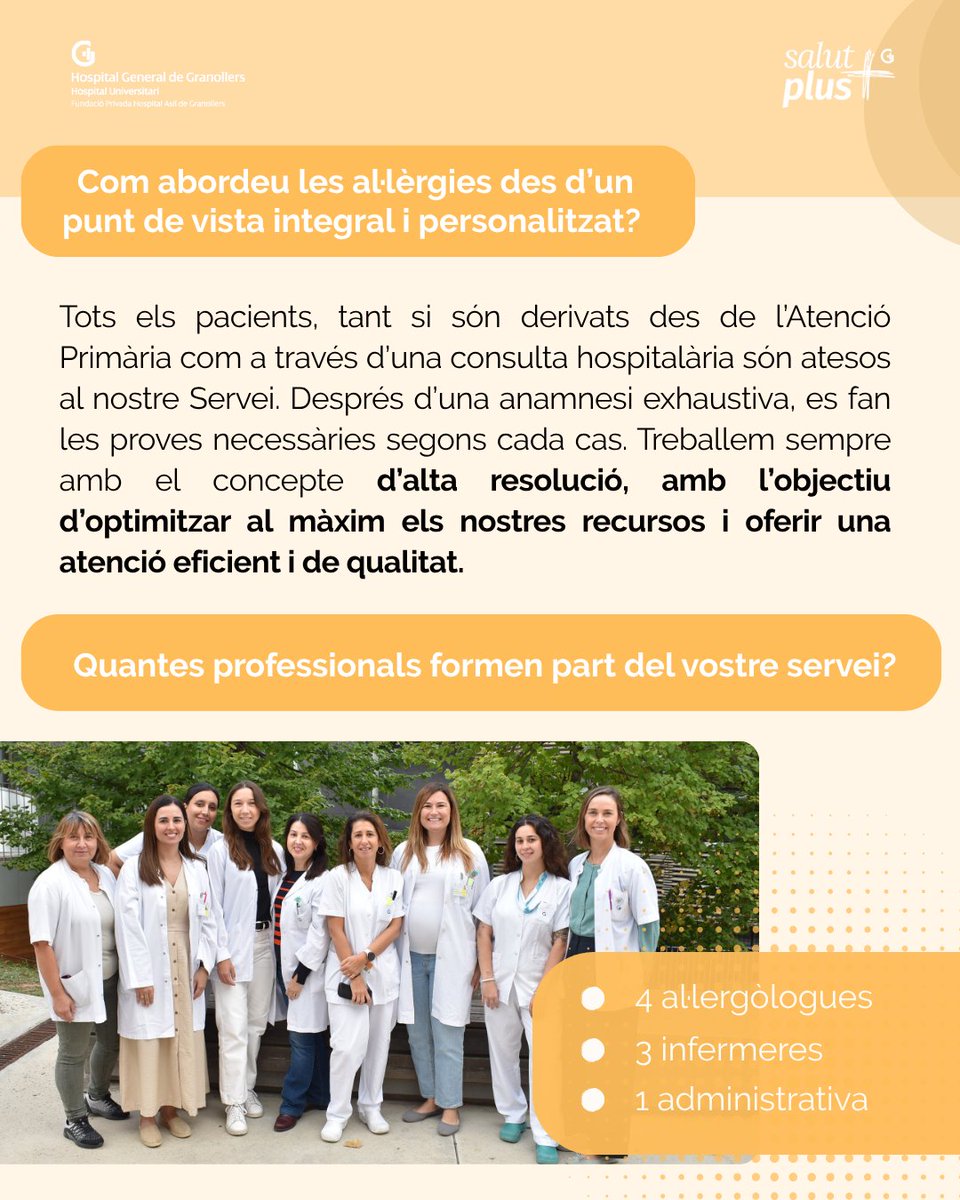 hggranollers's tweet photo. 🏥Avui us presentem el Servei d’Al·lergologia, un equip especialitzat en el diagnòstic i tractament de les malalties al·lèrgiques, que treballa per millorar la qualitat de vida de les persones.
Descobreix qui són i què fan en el nostre dia a dia.
#Equip #Hospital #Granollers https://t.co/GkxNEAGNH0