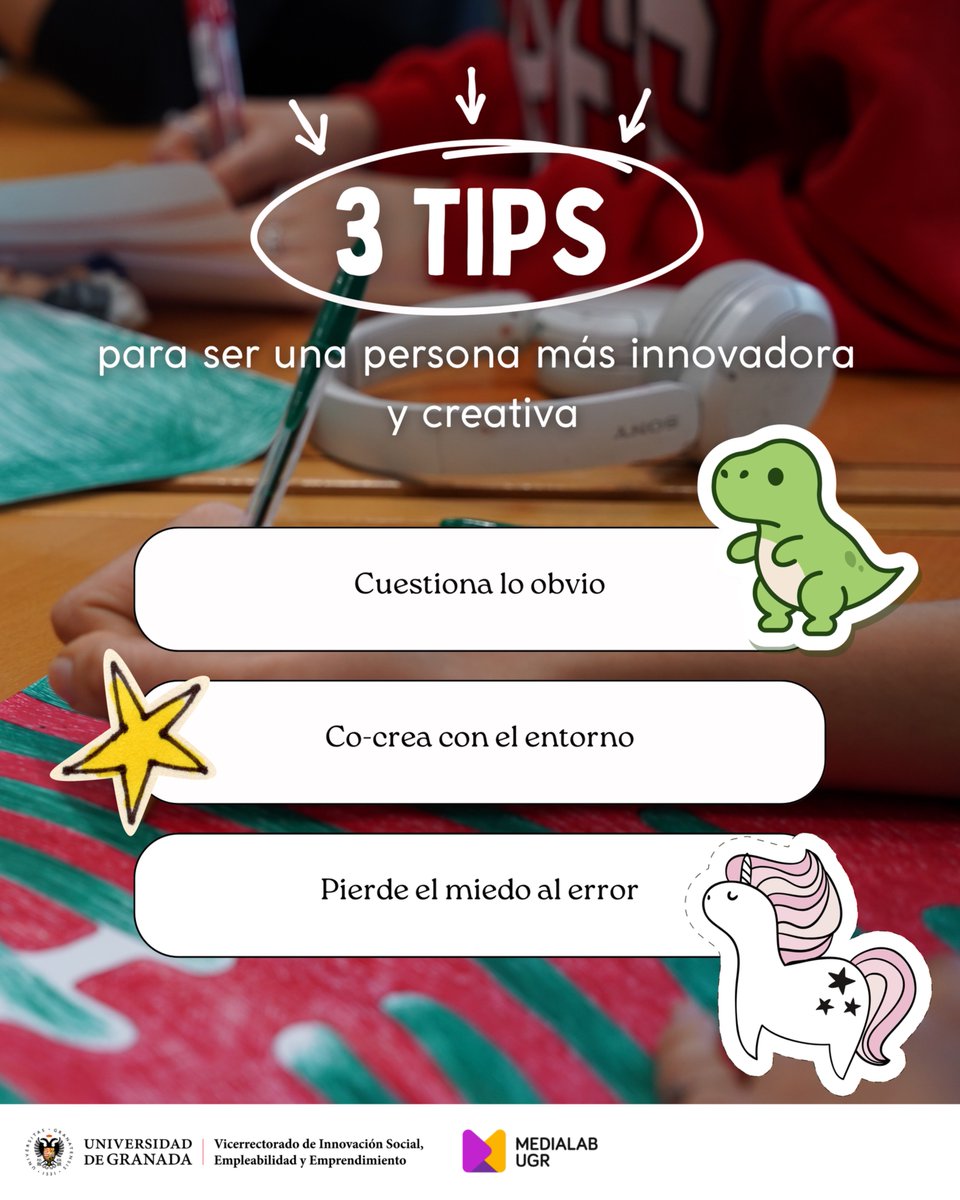 MedialabUGR's tweet image. Hoy, 21 de abril, celebramos el Día Mundial de la Creatividad y la Innovación 💡✨
Impulsado por Naciones Unidas, pone en valor la creatividad como motor de cambio social 📝

@CanalUGR @InnovaUGR  #creative #creatividad #innovacion