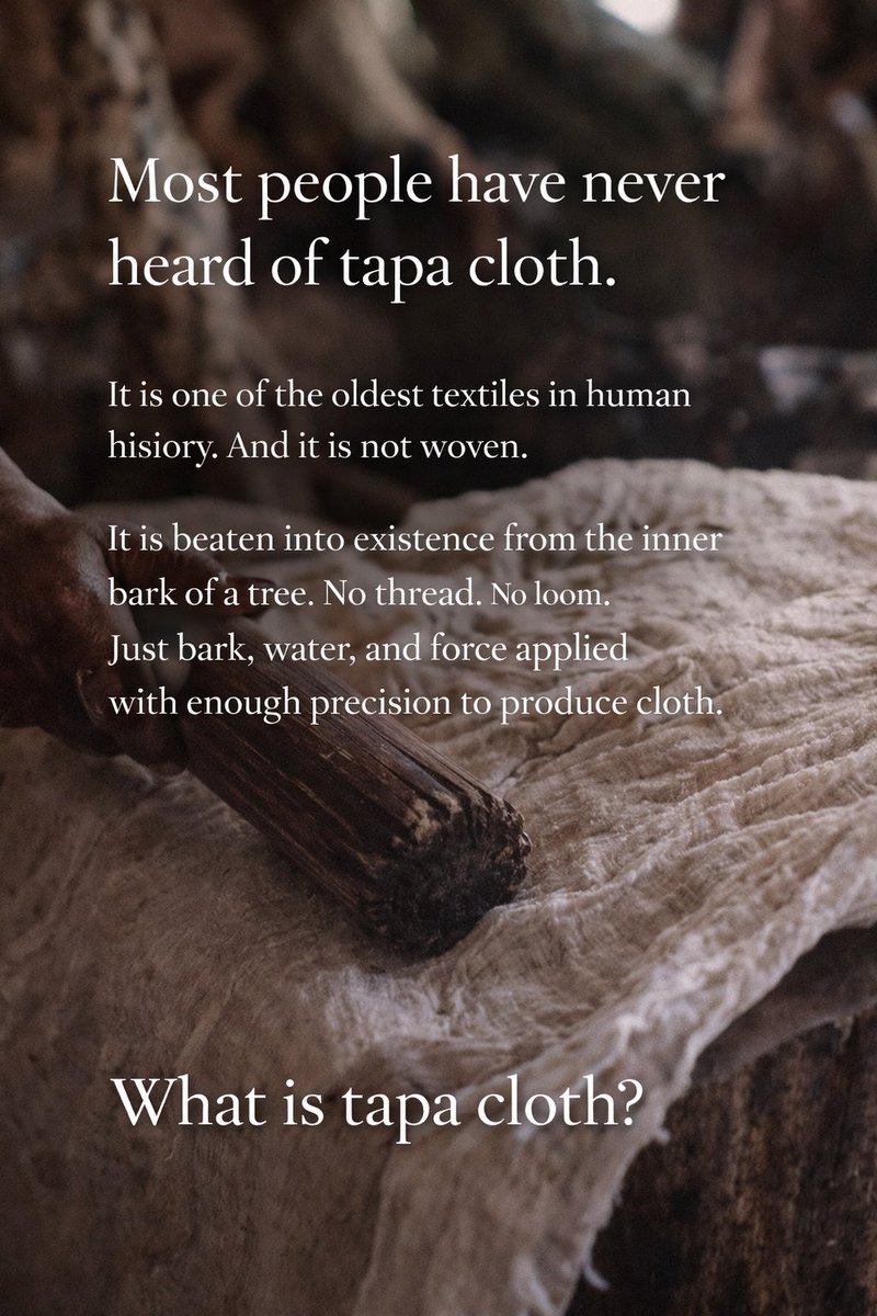 midlandtrenduk's tweet photo. In Tonga, patterned wooden rubbing blocks are placed beneath the cloth. Two makers sit across from each other, rubbing pigment across the surface. The pattern transfers from the carved block below. #tapacloth https://t.co/h4yX1CJQTP