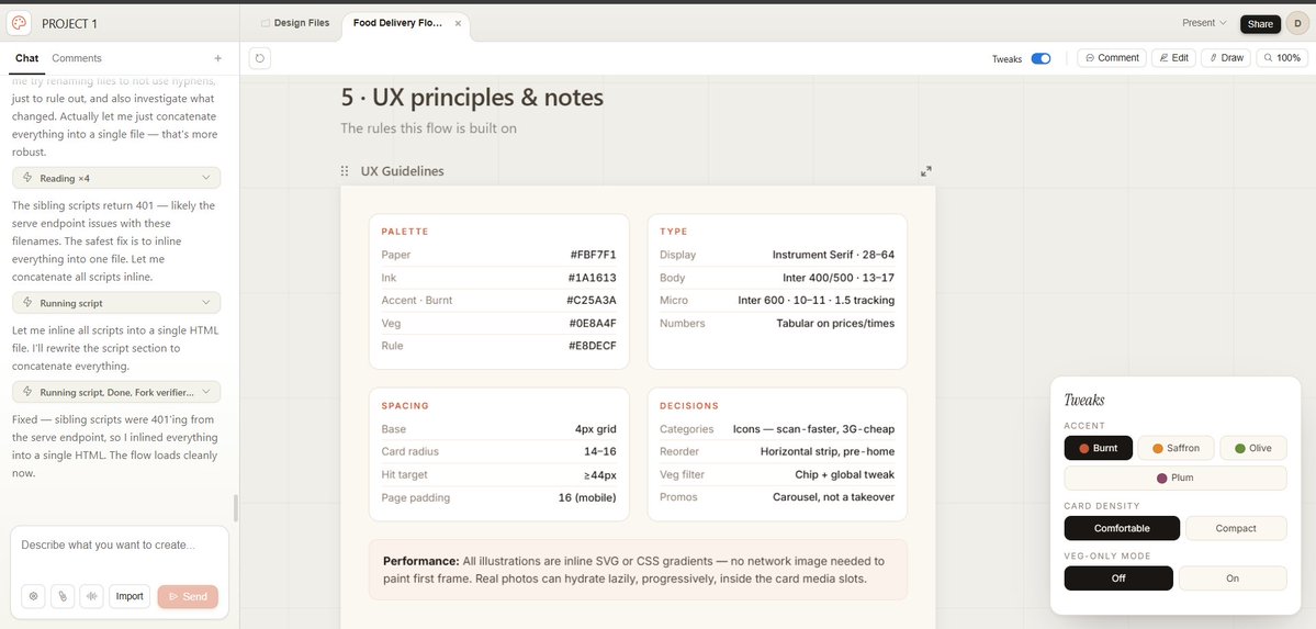 Rahulkr1503's tweet image. Connecting Claude with Figma using MCP

Now with Claude Design it feels like things are coming together

Still exploring and learning

#UXDesign #ProductDesign #AIDesign #Figma #Claude #ClaudeDesign #MCPServer #LearningInPublic #UXUI #DesignWorkflow