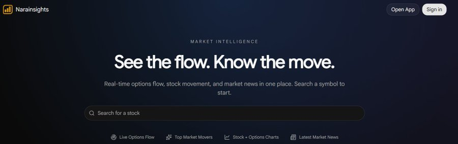 NaraInsights's tweet image. Join Nara Insights and get to know:

&amp;gt; Options Order Flow
&amp;gt; Stock Movement
&amp;gt; Market News

👉 narainsights.com

#OptionsFlow #StockMarket