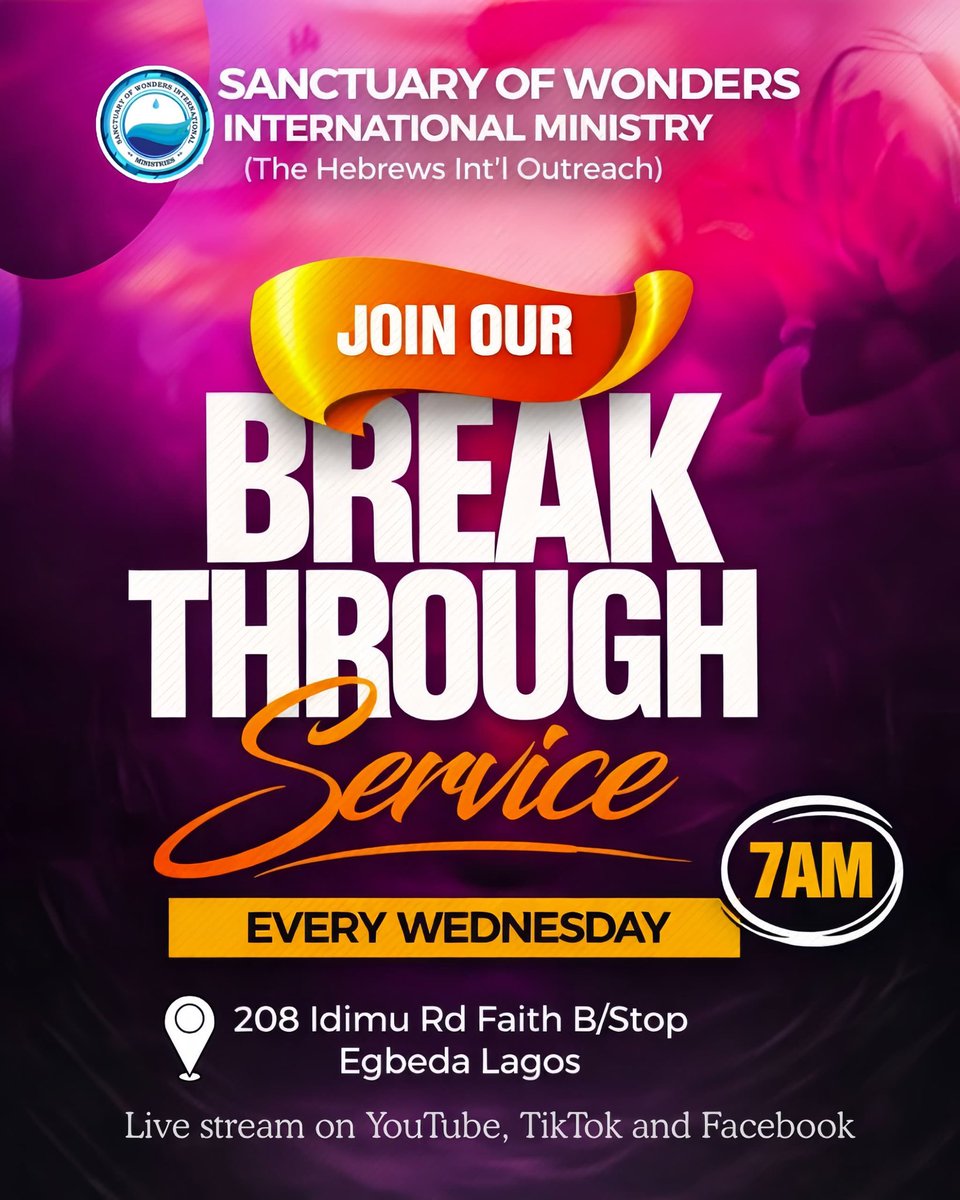 SowimOfficial's tweet image. BREAKTHROUGH, PROPHETIC &amp;amp; CELEBRATION SERVICE TOMORROW at 7:00 AM, come ready for unusual miracles, prophetic words, and divine turnaround.
See you in church tomorrow!

#SOWIM #RevdFemiAkinola #Breakthrough