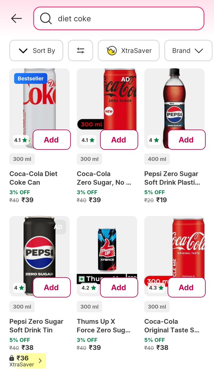 Diet coke really is in shortage. Only flipkart minutes seems to have it around me. All other quick commerce apps don't have stock. Even Dmart doesn't have it.