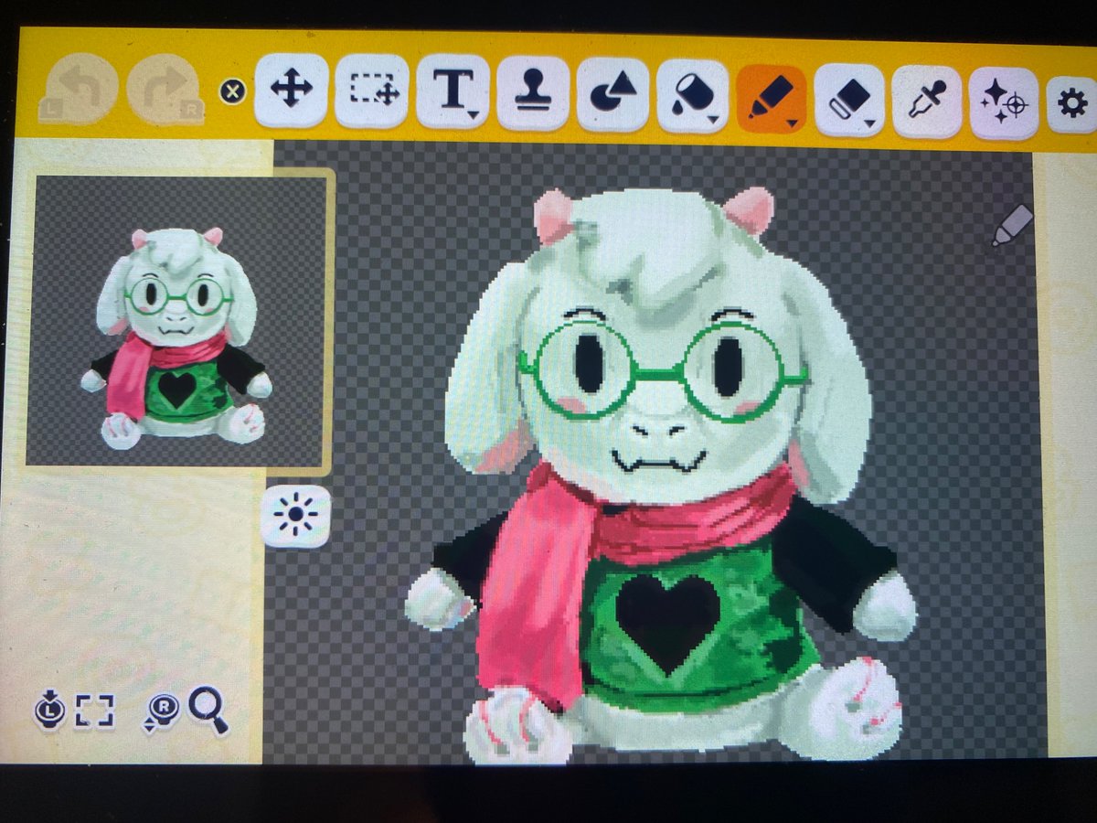 The realistic Ralsei plush is done,, interestingly I’m left handed but ...