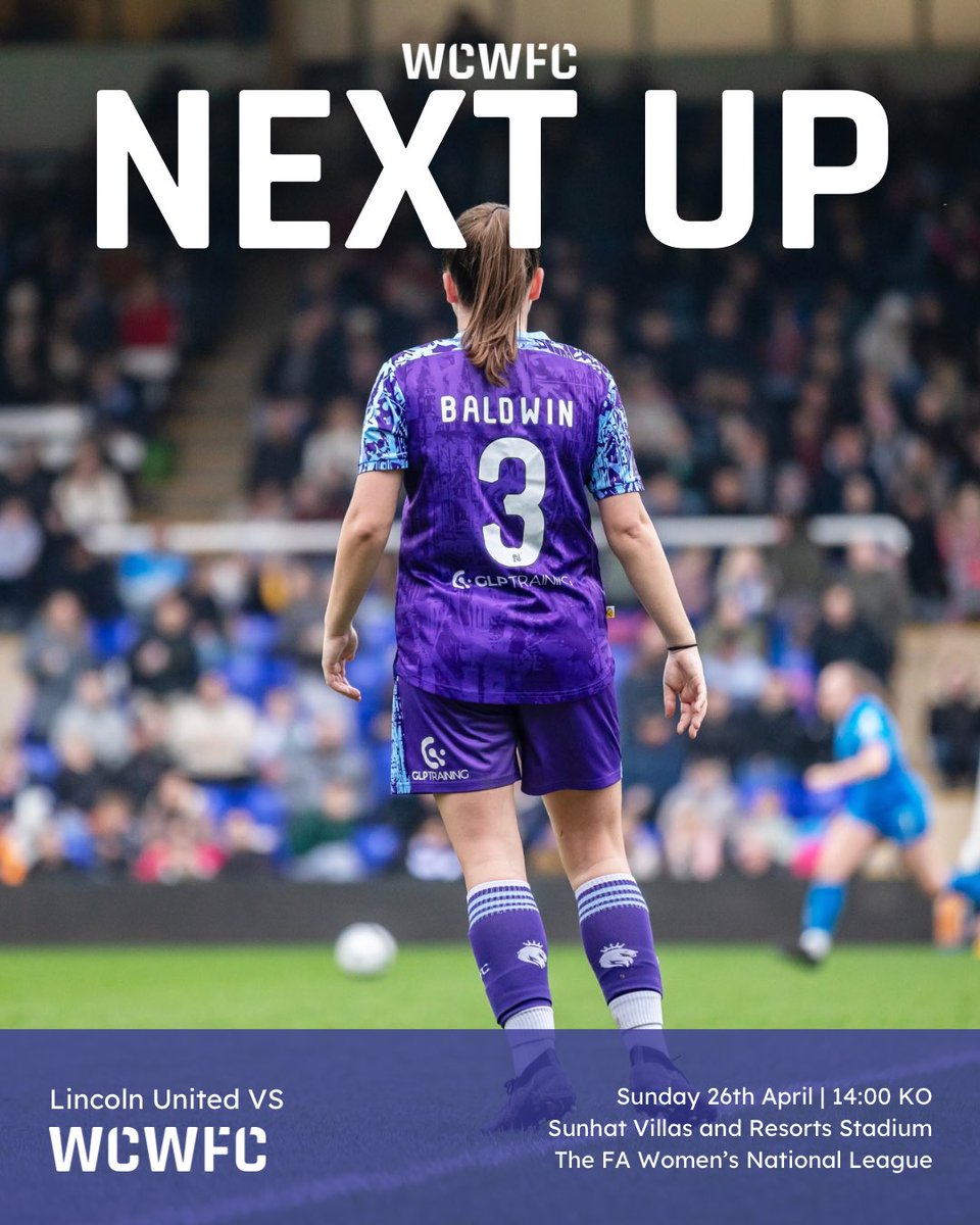 WCWomenFC's tweet image. NEXT UP!! 

The curtain comes down on a terrific 2025/2026 campaign for City 💜

📍Sunhat Village and Resorts Stadium, 
LN6 0DY
⏰14:00pm
🏆 @FAWNL Division One Midlands 
🆚 @Lincoln_Women 

#WCWFC #RISE