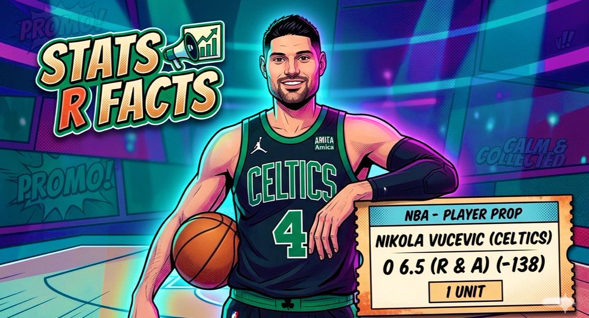 STATSFACT5's tweet image. #NBA April 21st (Play #2) 

🚨UNDERRATED POTD🚨

🌟N VUCEVIC - OVER 6.5 (R &amp;amp; A) 
🏷️(-138)
📚(SPORTSBET)
🎮(#76ers @ #Celtics) 

LEAVE A ❤️ IF TAILING + HYPED!
———————————————————
Vucevic line is really low..

Had 6 rebounds on 11 chances and went 3/3 on potentials assists.. the