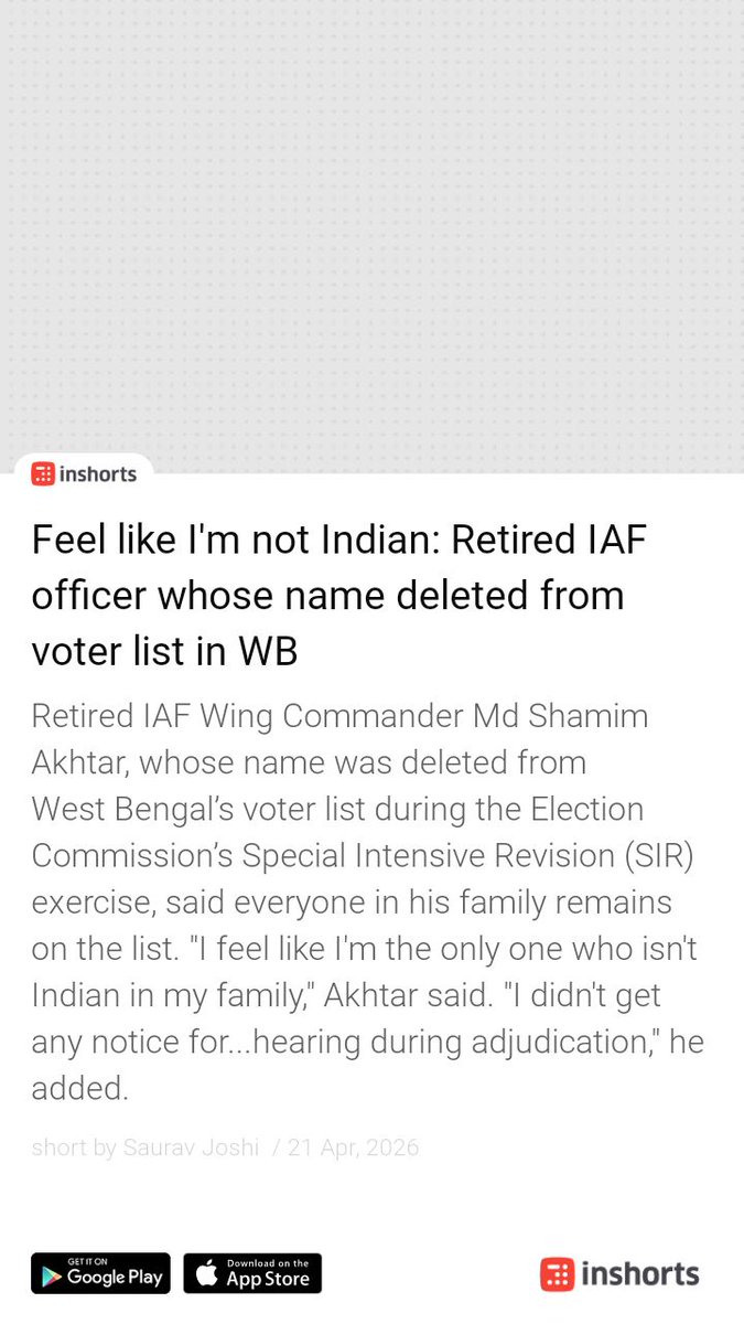 fe61285's tweet image. Is the #SIR
some joke 😳
@ECISVEEP
#WestBengalElections
#WB
shrts.in/5uvh013u0d