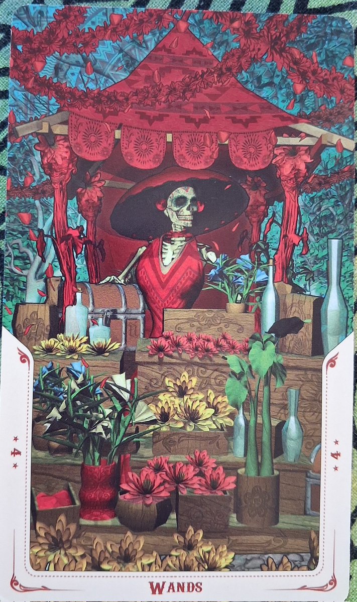mysticjames1111's tweet image. 21/04/26
4 of Wands
Santa Muerte #Tarot 
This is a creative and expansive time for you.
The end result, if you adapt to change and overcome your obstacles, is something #stable and 
long-lasting.