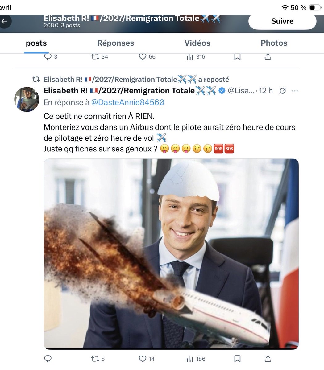 Cath_RN95's tweet image. 🚨🚨🚨A QUOI SERT #Reconquete ? Petit thread sur le compte @lisabethdanj
Ce compte ne fait que cracher sa haine sur le #RN 
Elle diffuse fakes sur fakes
Voici un petit aperçu de sa prose 
3% aux élections

Ils ont un réel problème dans ce parti 

#RN
#JusquAlaVictoire