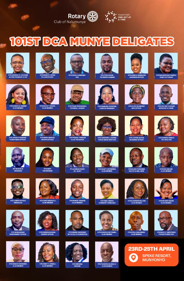 RotaryNalumunye's tweet image. Are you ready for the 101st DCA? 

The Munyes, @RotaryNalumunye are ready. @spekeresort here we come 💃🕺
#101stDCA #Rotary #CelebrationMoments