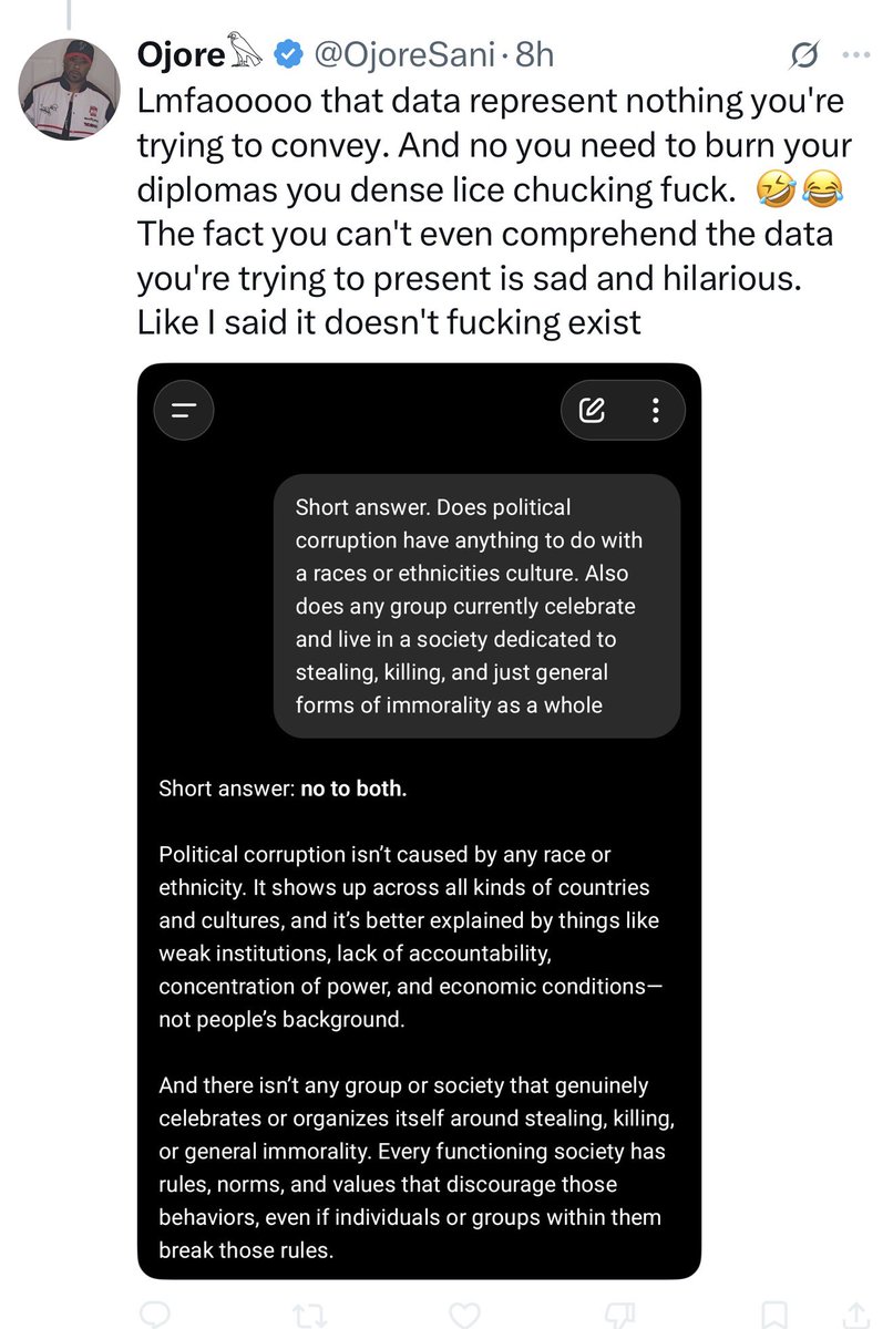 BetteForQueen's tweet photo. This guy @OjoreSani says he has a degree in sociology/psychology but he doesn’t realised he hasn’t been taught sociology/psychology, he’s been taught CRT (critical race theory). 
He thinks if 1% of white people steal and 20% of Indians steal, it’s the same rates of offending 🤔 https://t.co/0N6mHxjH8F