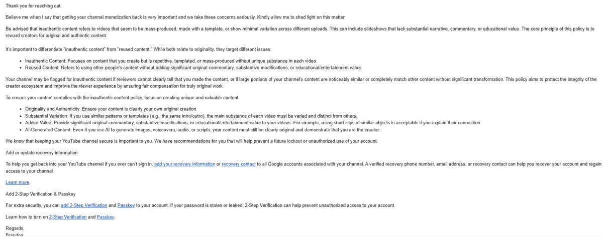 PsychologyRand2's tweet photo. @TeamYouTube 
I filed a DSA Article 21 complaint with Appeals Centre Europe over my channel's demonetization. I emailed partner support to notify them, got back another generic template. No acknowledgment of the case. You are the ones abusing automation https://t.co/fytIicrO4T