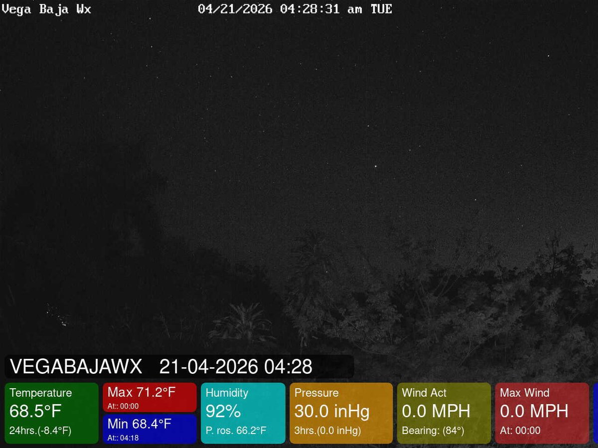 VegaBajaWx's tweet image. April 21, 2026 at 04:30AM Vega Baja #PuertoRico #weather #prwx #Wx