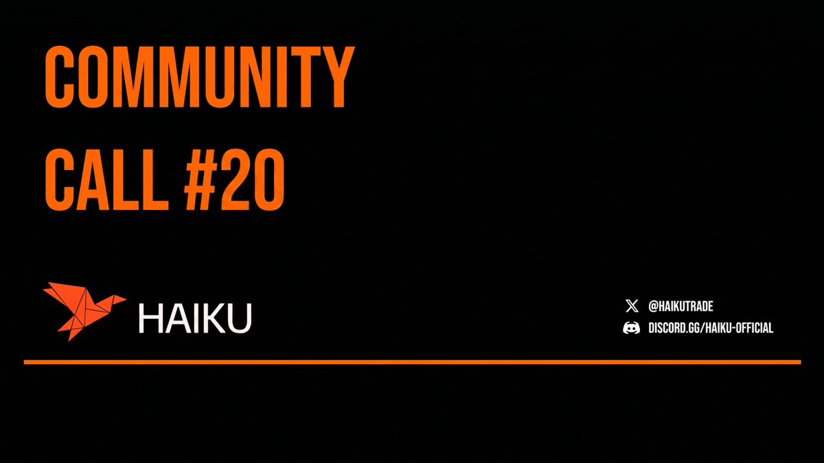 HaikuTrade's tweet photo. Community Call #20 

We shipped a lot and found some real PMF.

On the agenda: 

🔸Limit orders, TWAP development and more advanced execution.
Three major execution features in one cycle.

🔸New chains & protocols
MegaETH, Aerodrome V2/V3, Uniswap V4 beta, and more.

🔸Paris Blockchain Week & Cannes recap
Won the pitch comp. Met the right people.

...and much more.  

Join us at 13:00 UTC in Discord.