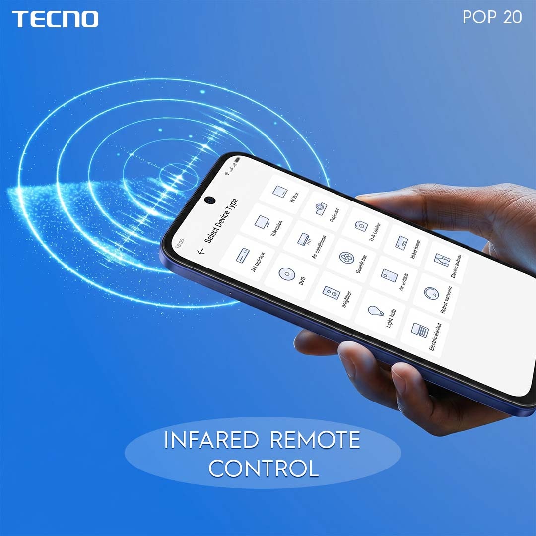 TecnoZimbabwe's tweet image. Tired of losing the TV remote?  Control your whole world right from the palm of your hand with the new TECNO POP 20!  Its built-in infrared remote control connects seamlessly to your TV, AC, projector, and more. Upgrade your smart living today!

#TECNOPop20 #TECNO #SmartHome