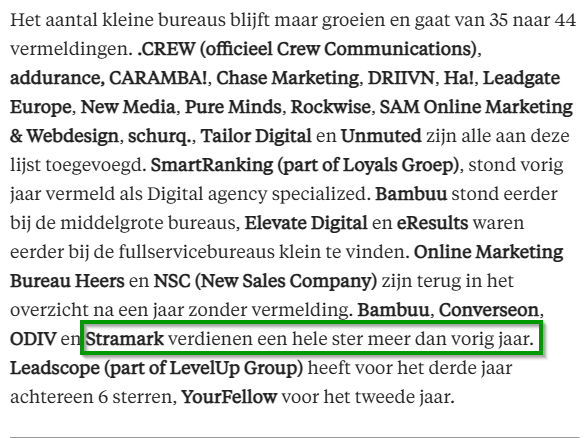 stramark's tweet photo. Officieel op de eerste plaats in de Emerce 100 van 2026. Van 5 naar 6 sterren in één jaar tijd. Whoot whoot!

Het is een imago-onderzoek op basis van prestaties bij klanten.

Trots op het team en dankbaar voor het vertrouwen van onze klanten.

#onlinemarketing #seo #googleads https://t.co/IrS1FivOvE